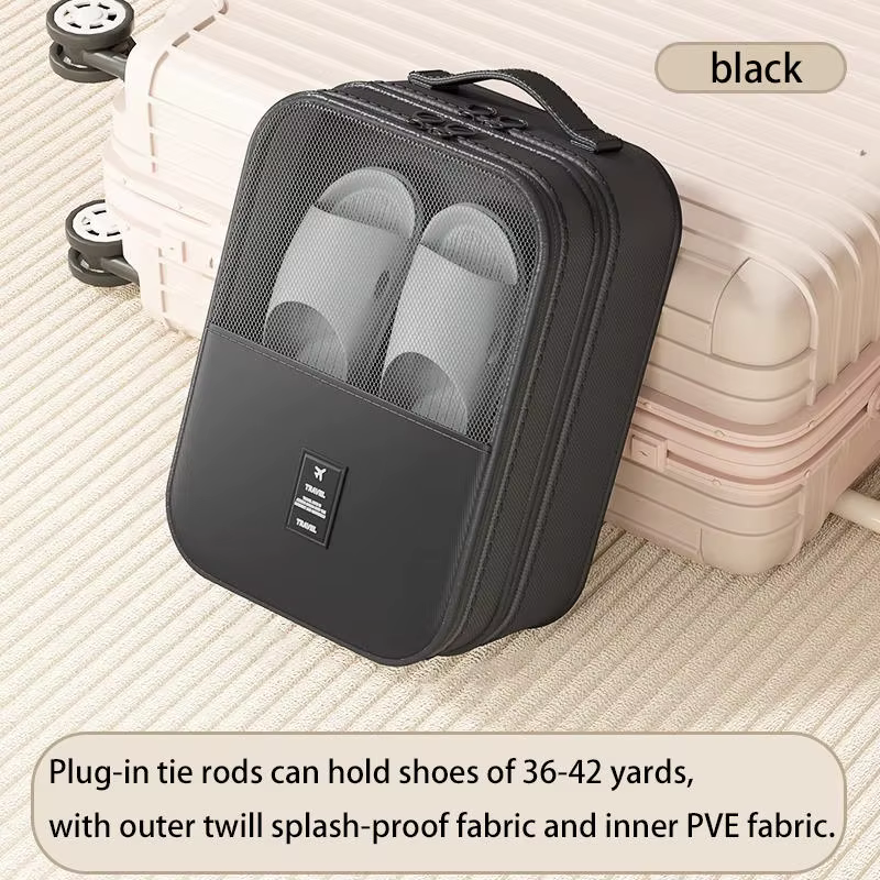 Sac de rangement portable pour chaussures à 1 couche, en polyester, avec fermeture éclair, pour baga
