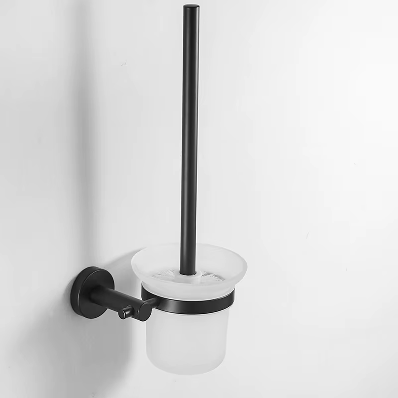 Ensemble de porte-brosse de toilette mural en bois et aluminium, toilette antique, tasse en verre du