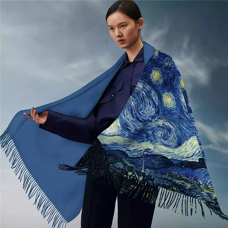 Van Gogh – écharpe imprimée nuit étoilée pour femmes, enveloppes en cachemire doux pour dames, châle