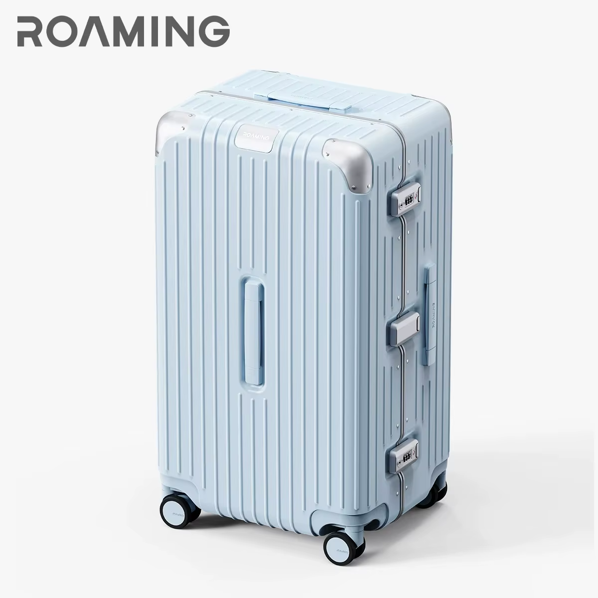 Valise de luxe ROAMING en matériau PC avec cadre en alliage d'aluminium, serrure TSA, bagage à roule