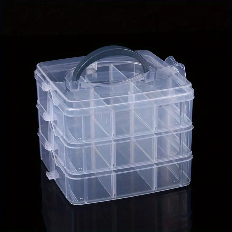 Boîtes de rangement en plastique transparent détachables à 18 grilles avec poignée, bricolage artisa