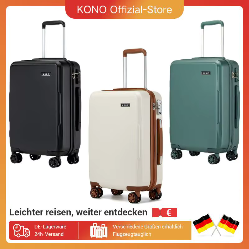 Valise légère à coque rigide en PC et ABS avec serrure TSA, valise à bagages à main Kono, chariot co