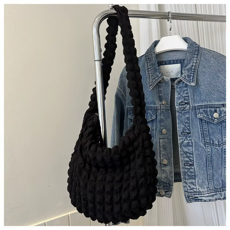 Sac à bandoulière de couleur unie, fourre-tout de grande capacité, sacs sous les bras matelassés et 