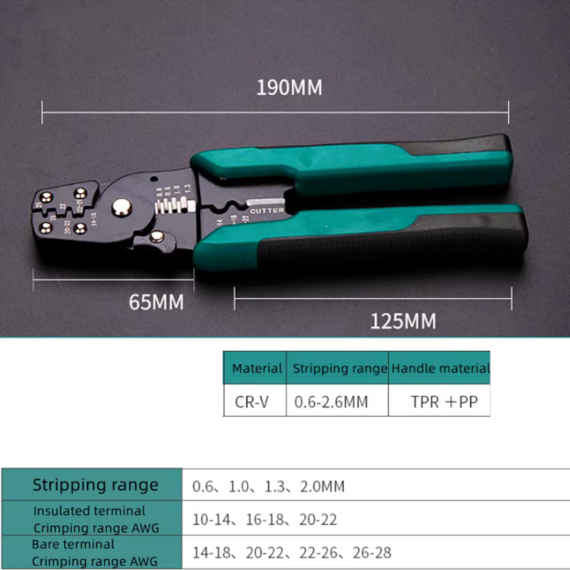 Pince à sertir multifonctionnelle 4 en 1, dénudeur de fil, coupe-fil, pince à bornes, accessoires de