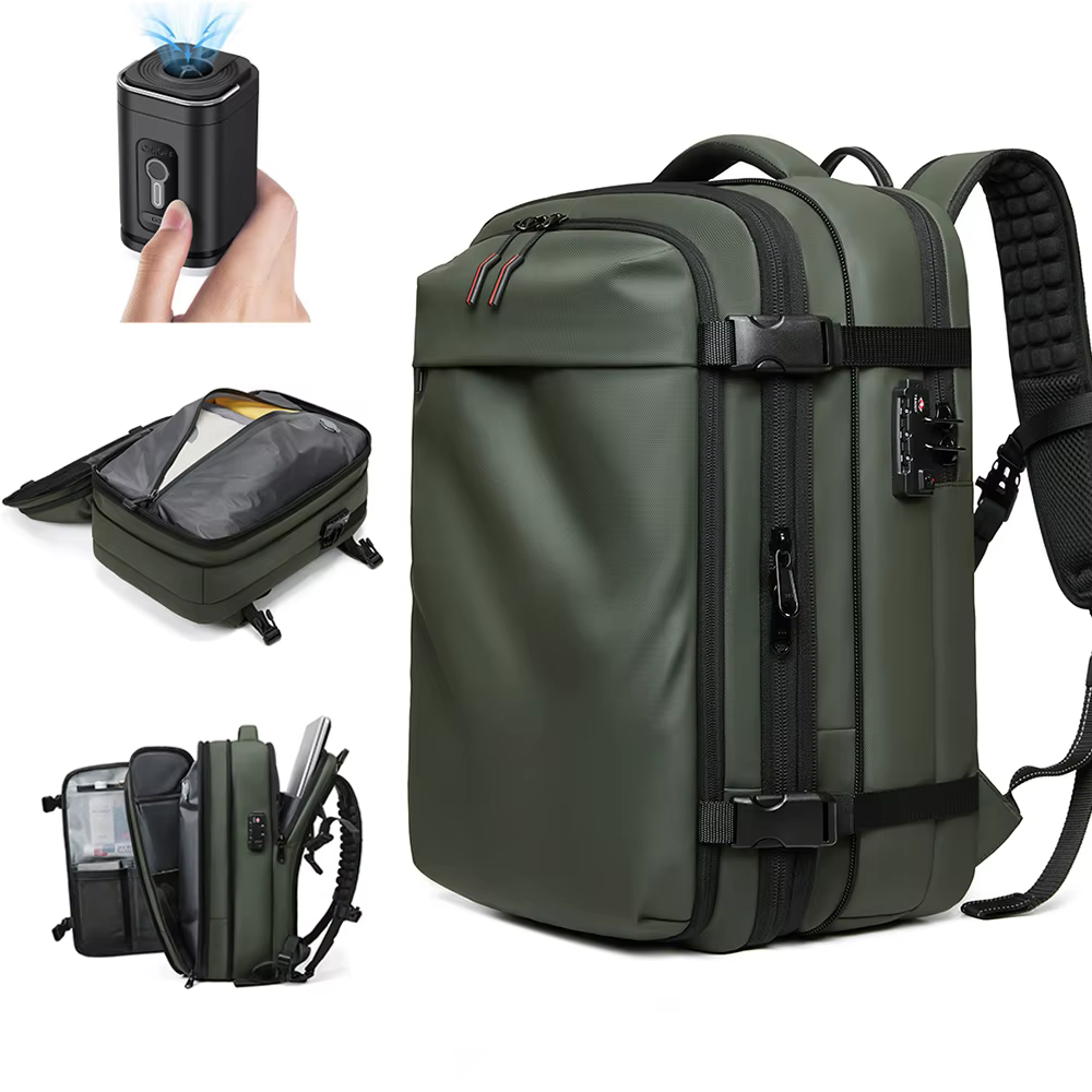 Sac à dos de voyage à compression sous vide pour hommes, sac à dos pour ordinateur portable, arc-en-