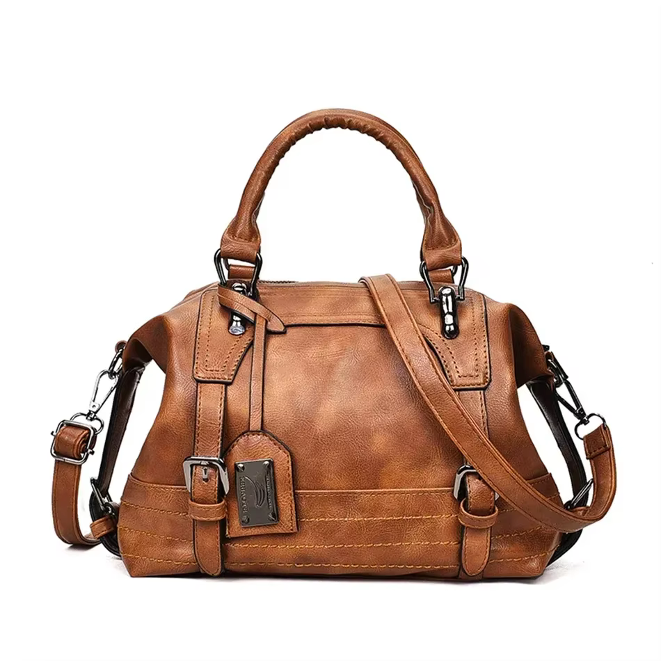 Sacs à main en PU à surface souple avec fermeture éclair pour femmes, sacs à poignée supérieure, déc