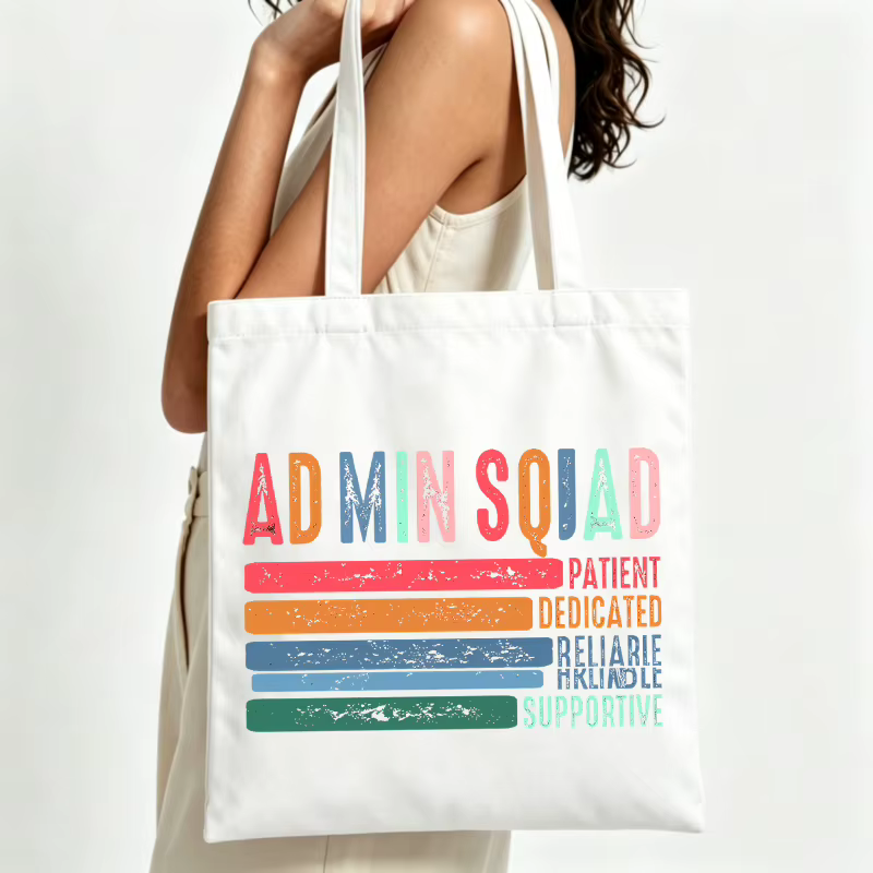 Sac fourre-tout en toile pour femme avec imprimé typographique et motif rétro, idéal pour un usage q