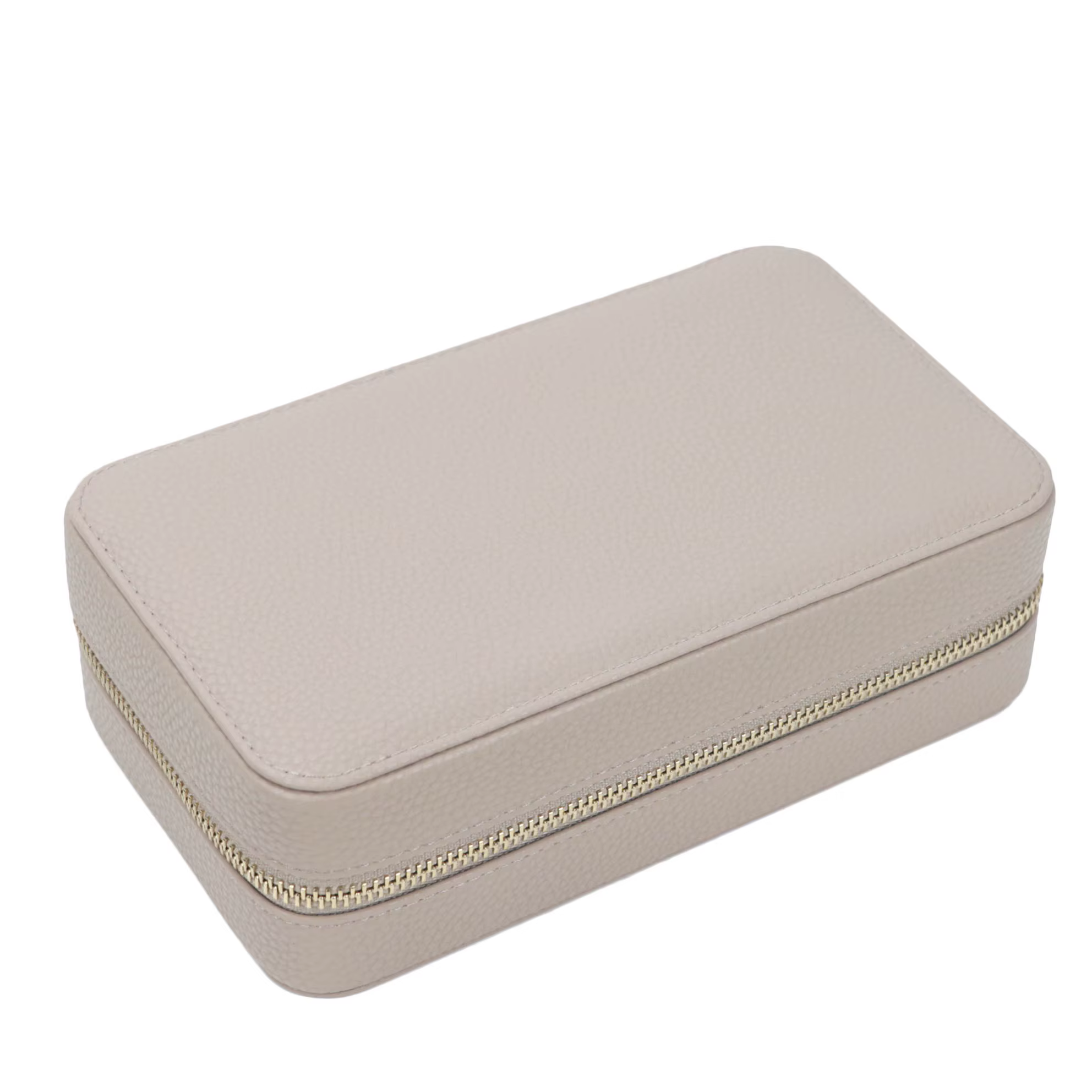 Boîte à bijoux de voyage moyenne en cuir galets avec nom personnalisé, boîte de rangement de bijoux 