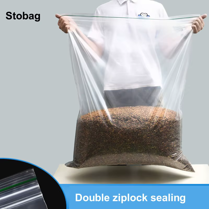 StoBag 10 pièces Transparent grand Double fermeture éclair sacs en plastique vêtements emballage ali
