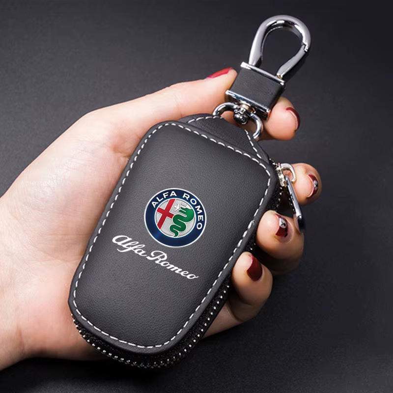 Porte-clés en cuir pour hommes, pochette de rangement, portefeuille de clé de voiture pour Alfa Rome