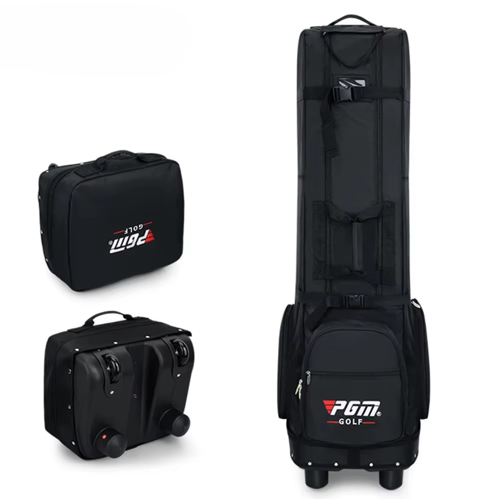 Sac de voyage de golf avec roues, en nylon imperméable durable, noir, 40x44x134CM, logo personnalisé