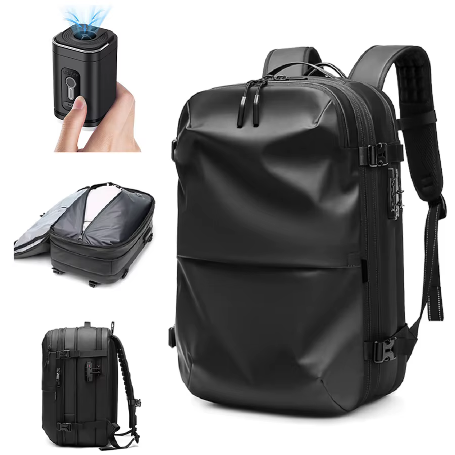 Sac à dos de voyage à compression sous vide pour hommes, sac à dos pour ordinateur portable 17 pouce