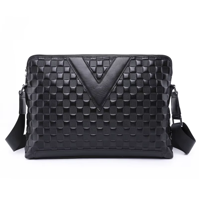 SENOFAN 2025 marque sac à bandoulière hommes véritable cuir de vache Plaid gaufrage sac à main mâle 