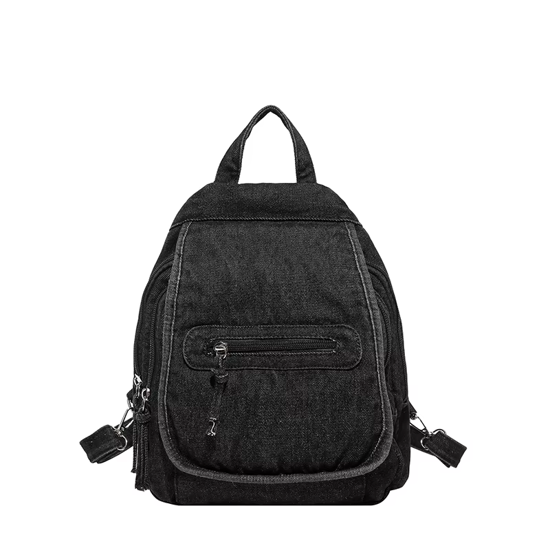 Sac à dos rétro japonais en denim lavé pour femmes, simple et polyvalent, sac à dos décontracté pour