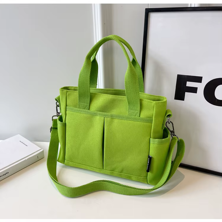 Sac à bandoulière à poches multiples pour femmes, fourre-tout en toile de grande capacité, sac à mai