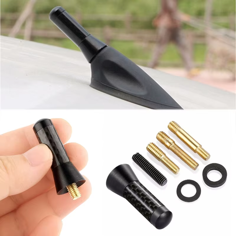 Antenne à mât court et trapu en métal à vis en Fiber de carbone, antenne de toit de style de voiture