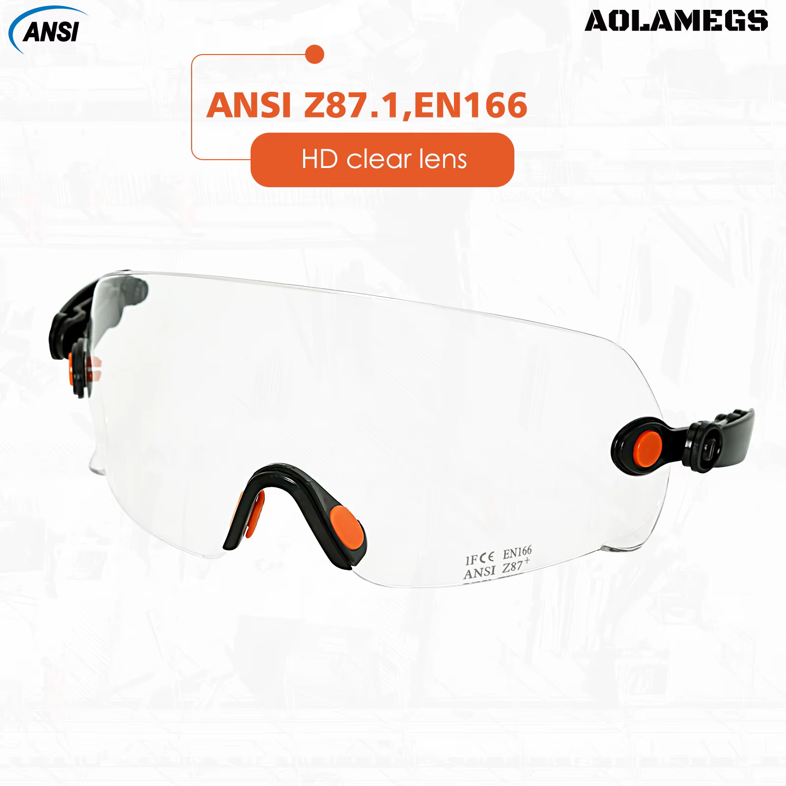 Accessoires de lunettes pour casque de sécurité ABS modèle Aolamegs avec certification ANSI et CE