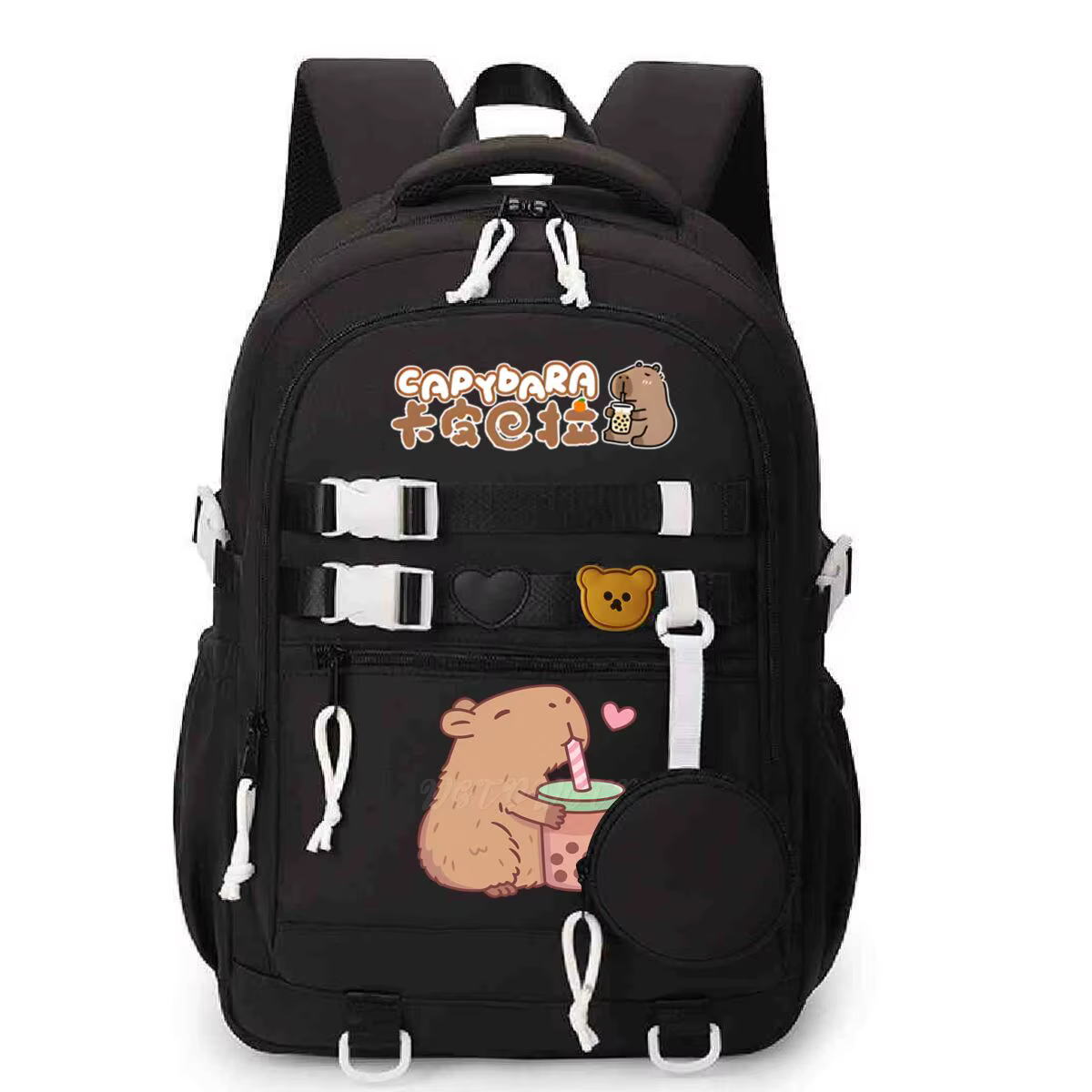 Mignon dessin animé Capybara bulle thé graphique école sacs à dos pour femmes filles ordinateur port