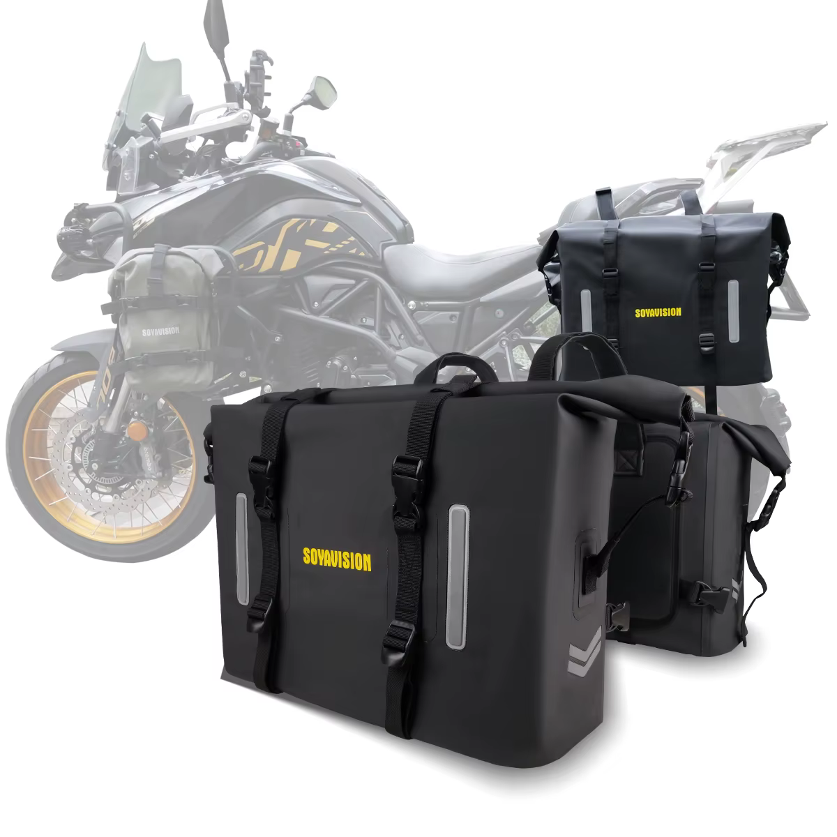 Sac de moto étanche de grande capacité, 2 pièces, sacoche universelle pour moto 60L/48L/28L/18L, sac