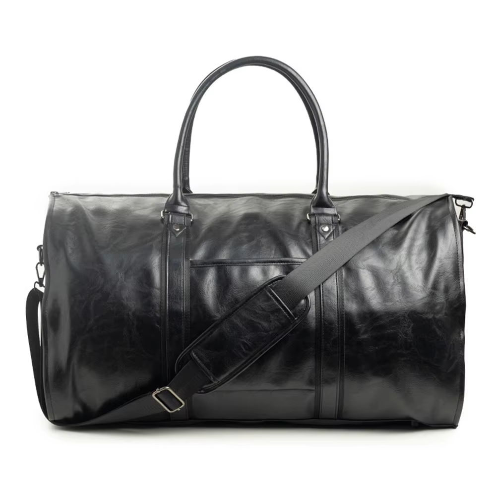 Sac de voyage en cuir pliable, sac de sport avec compartiment à chaussures, sac de rangement impermé