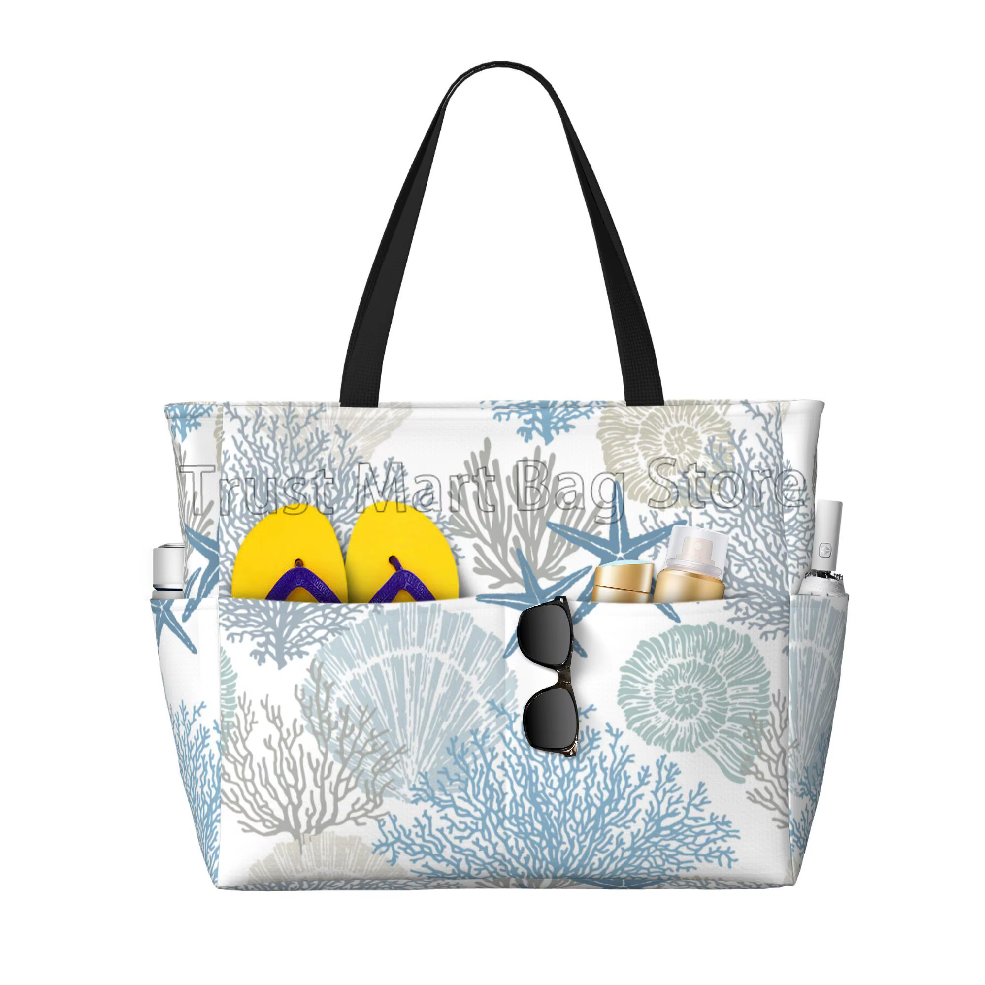 Grand sac de plage étanche pour femme, lieu d'été sur le thème de l'océan, étoiles de mer, piscine a