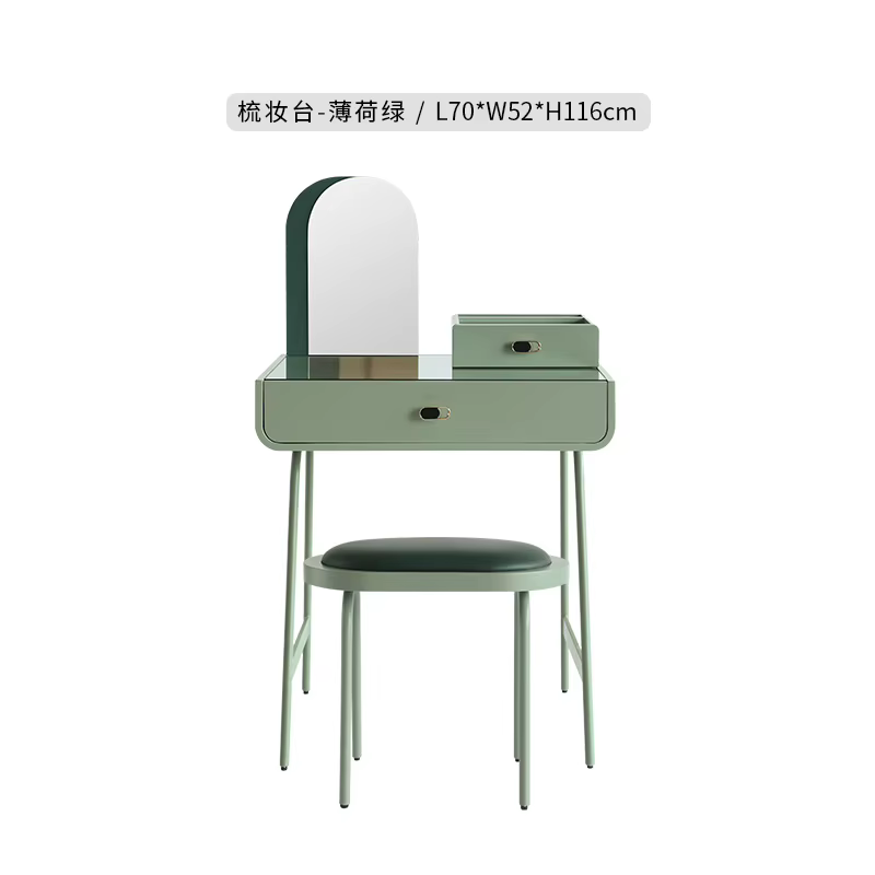 Table de vanité esthétique nordique avec chaise, Mini Table de vanité nordique Kawaii, rangement pou