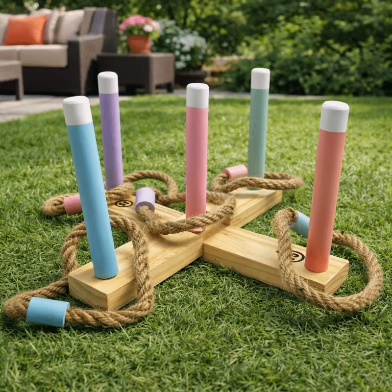 Jeu de lancer d'anneaux en bois pour enfants, jouet d'intérieur et d'extérieur, jeu interactif paren