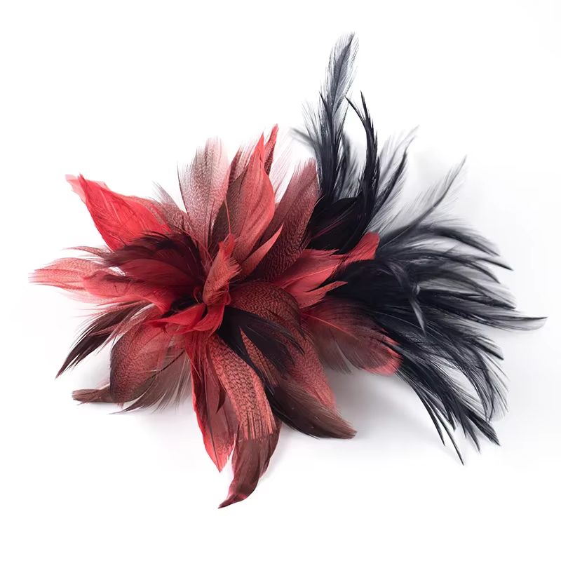 Vêtements de sauna élégants pour femmes, accessoires pour cheveux de mariage, plumes et fleurs, 1 pi