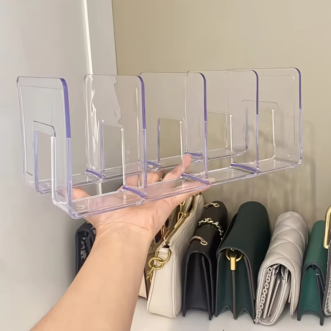 Organisateur de sacs à main en acrylique transparent, support de rangement pour placard, gain de pla
