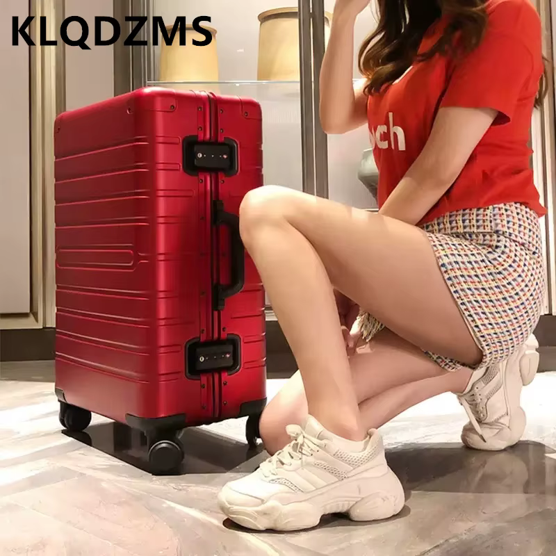 KLQDZMS Valise en alliage d'aluminium et de magnésium avec roues universelles, valise de mode pour f