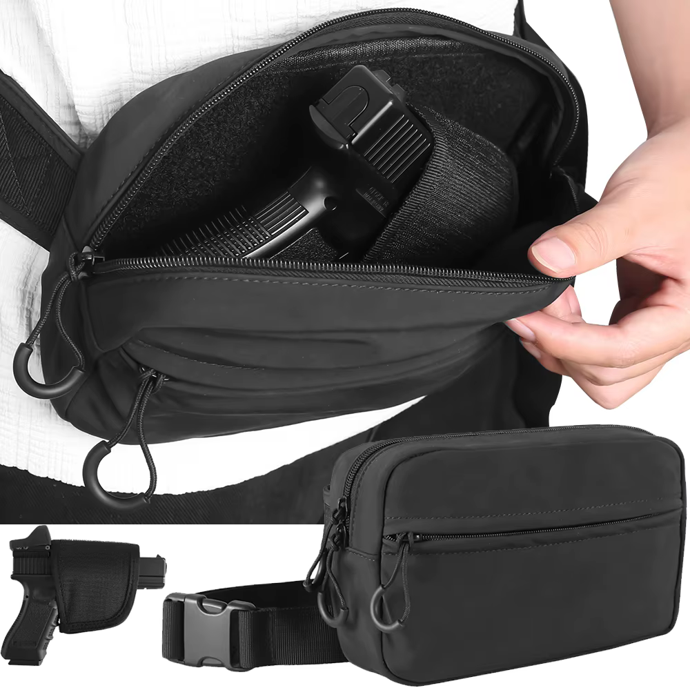 Sac banane pour homme, pochette universelle pour pistolet avec étui, sac de transport dissimulé, sac