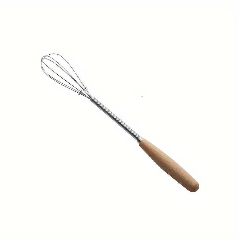 Mini batteur à œufs en acier inoxydable, manche en bois, mélangeur d'œufs, ensemble de cuisson, outi