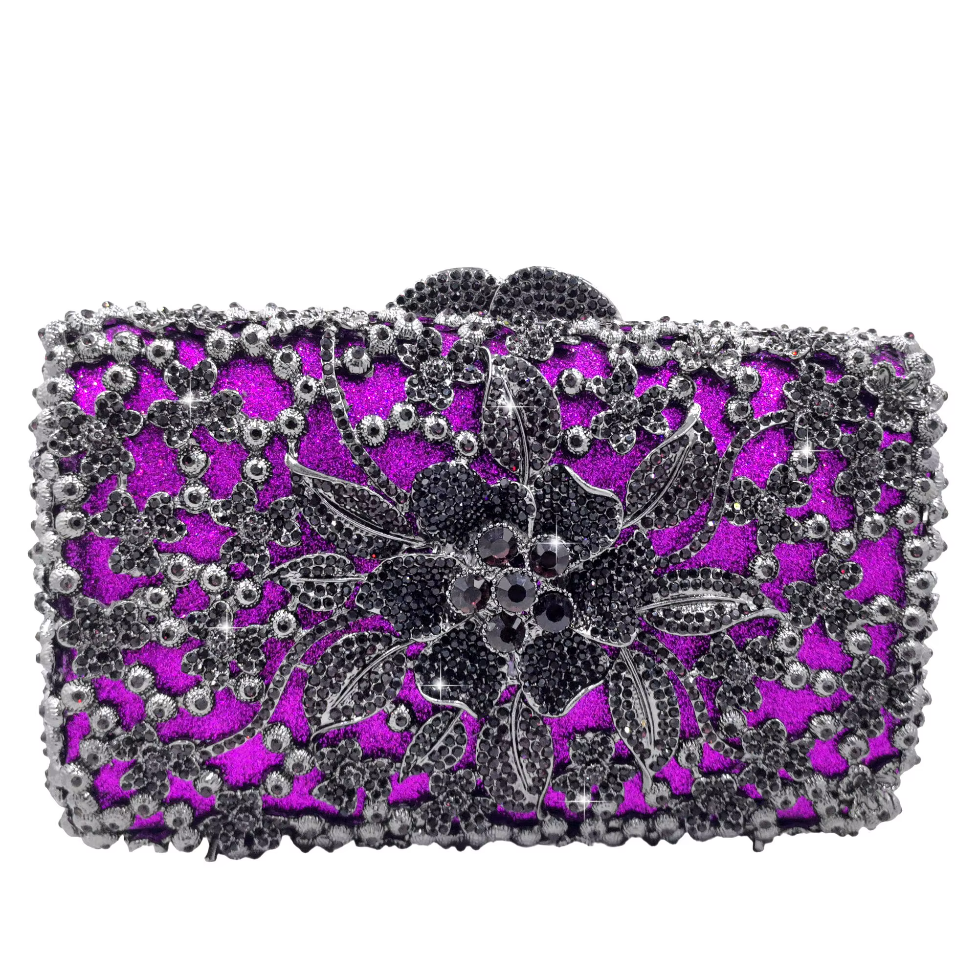 Pochette de Soirée Fuchsia FGG en Strass pour Femme, Sac à Main de Mariage Formel en Cristal, Sacs d