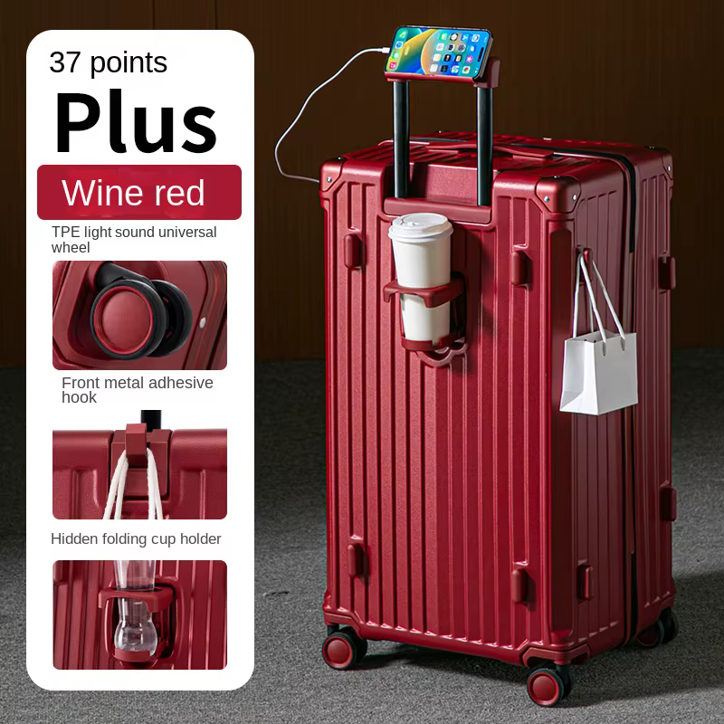 Valise multifonctionnelle grande capacité 30 pouces, cadre en aluminium épais et robuste, valise de 