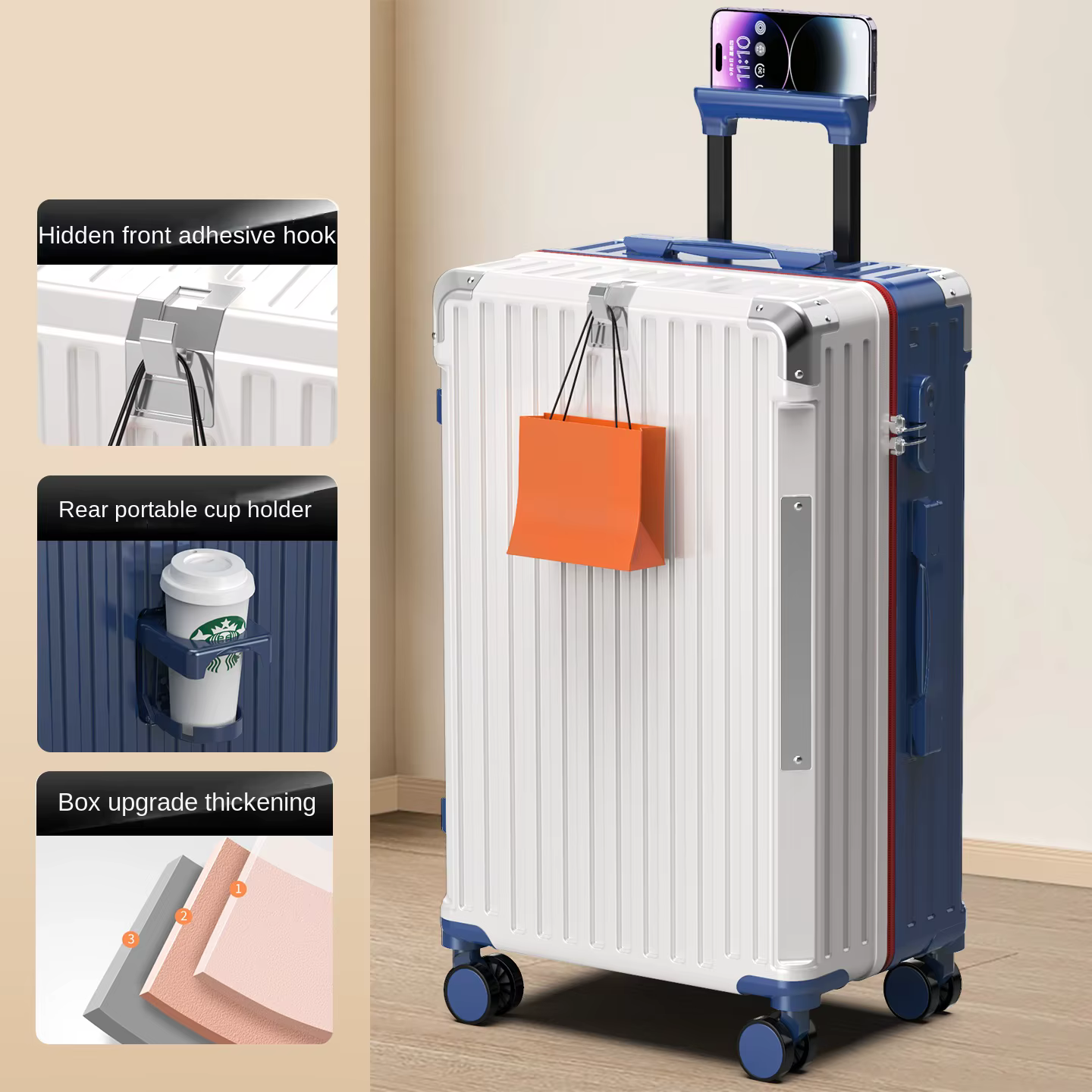 Valise de voyage cadre en aluminium nouveau boîtier de chariot pour hommes 28/ 30 pouces bagages de 