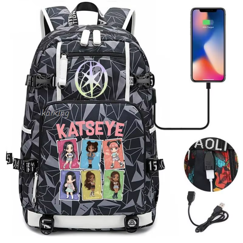 Katseye – sac à dos imprimé drôle, grande capacité, pour hommes et femmes, pour ordinateur portable,