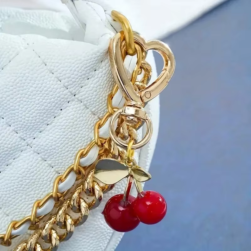 Breloque de sac en forme de cœur en fleur de cerisier, fermoir à homard Durable, accessoire de sac à