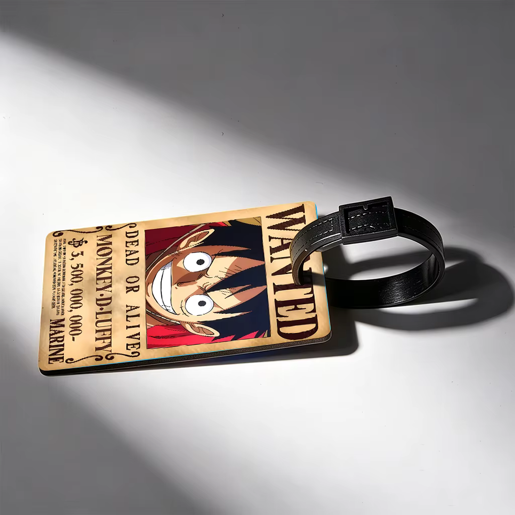 Étiquette de bagage One Piece motif dessin animé mignon, étiquette portable Luffy pour valise, carte