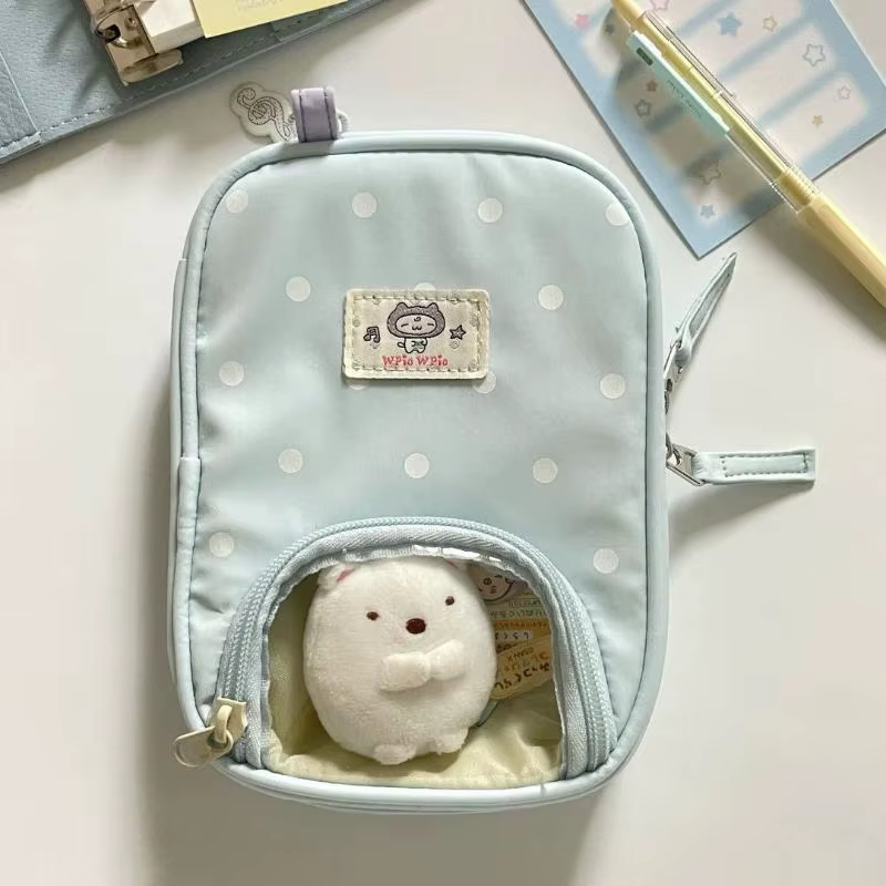 1 pièce – Pochette de passeport de style japonais avec fenêtre transparente à pois – Solution de ran
