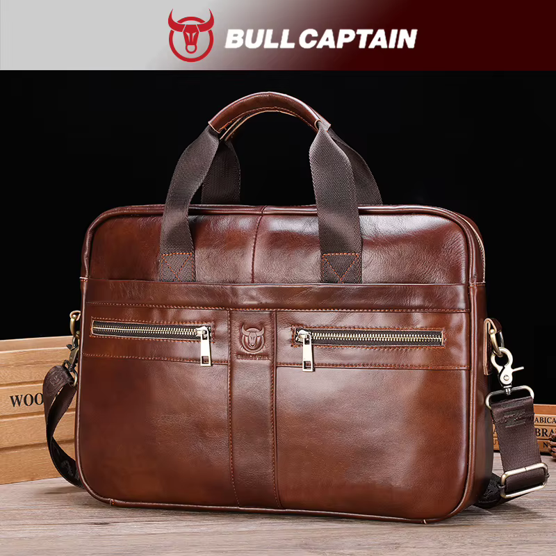 BULLCAPTAIN-Sac à Main en Cuir de Haute Qualité pour Homme, Sacoche de Bureau pour Ordinateur Portab