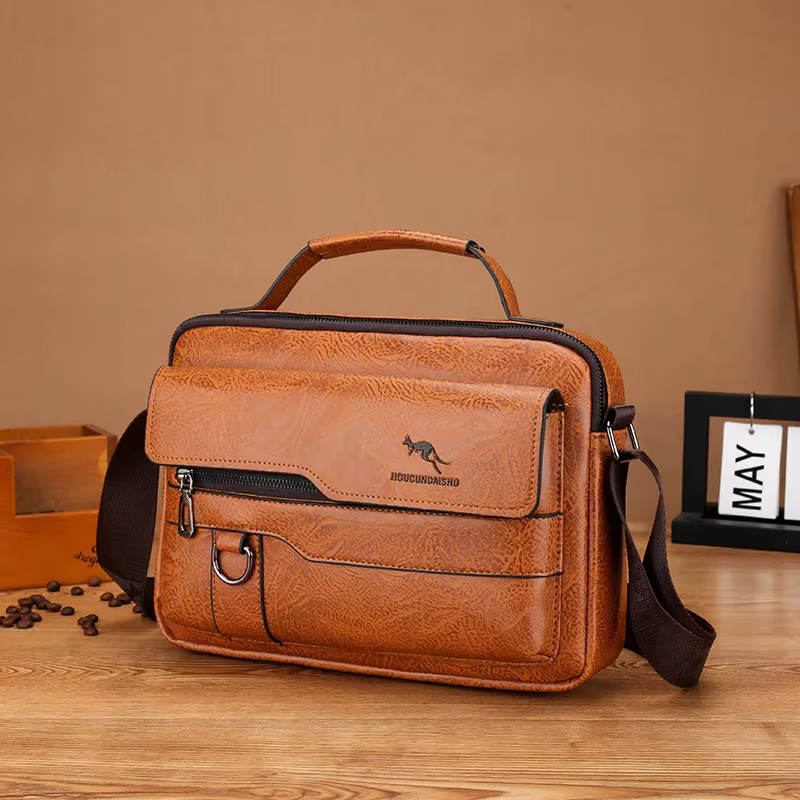 Sacs de messager de marque kangourou de luxe hommes en cuir sac à bandoulière décontracté pour homme