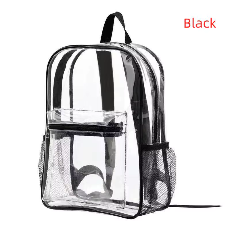 Sacs à dos transparents imperméables en PVC, sangles réglables, doubles fermetures éclair durables, 