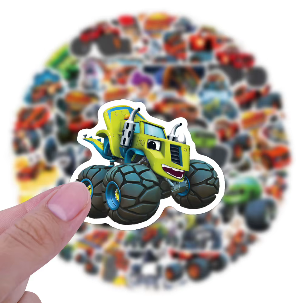 10/55 PIÈCES Blaze Monster Machines Autocollants Bagages Créatif Étanche Graffiti Puzzle Scooter Ord