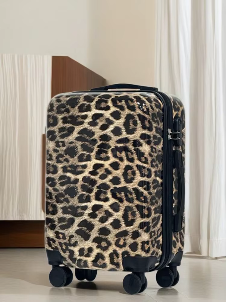 Bagage imprimé léopard pour femme 20 pouces-boîtier de chariot à roulettes silencieux, valise à main
