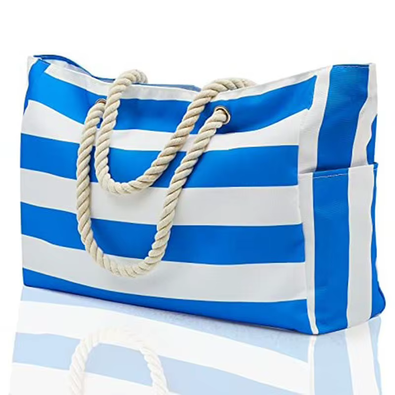 Sac de plage rayé, grand sac de rangement bohème, sac de voyage en toile, sac de shopping de grande 