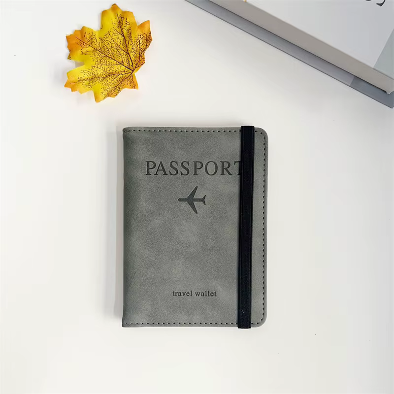 Protège-passeport RFID en PU, Portefeuille pour cartes de crédit et d'identité, Étui de voyage multi