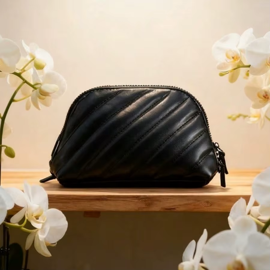 YSL-GIFT-141 Édition Limitée Pochette Cosmétique Noire à Double Fermeture Éclair Mini Pochette de Ra