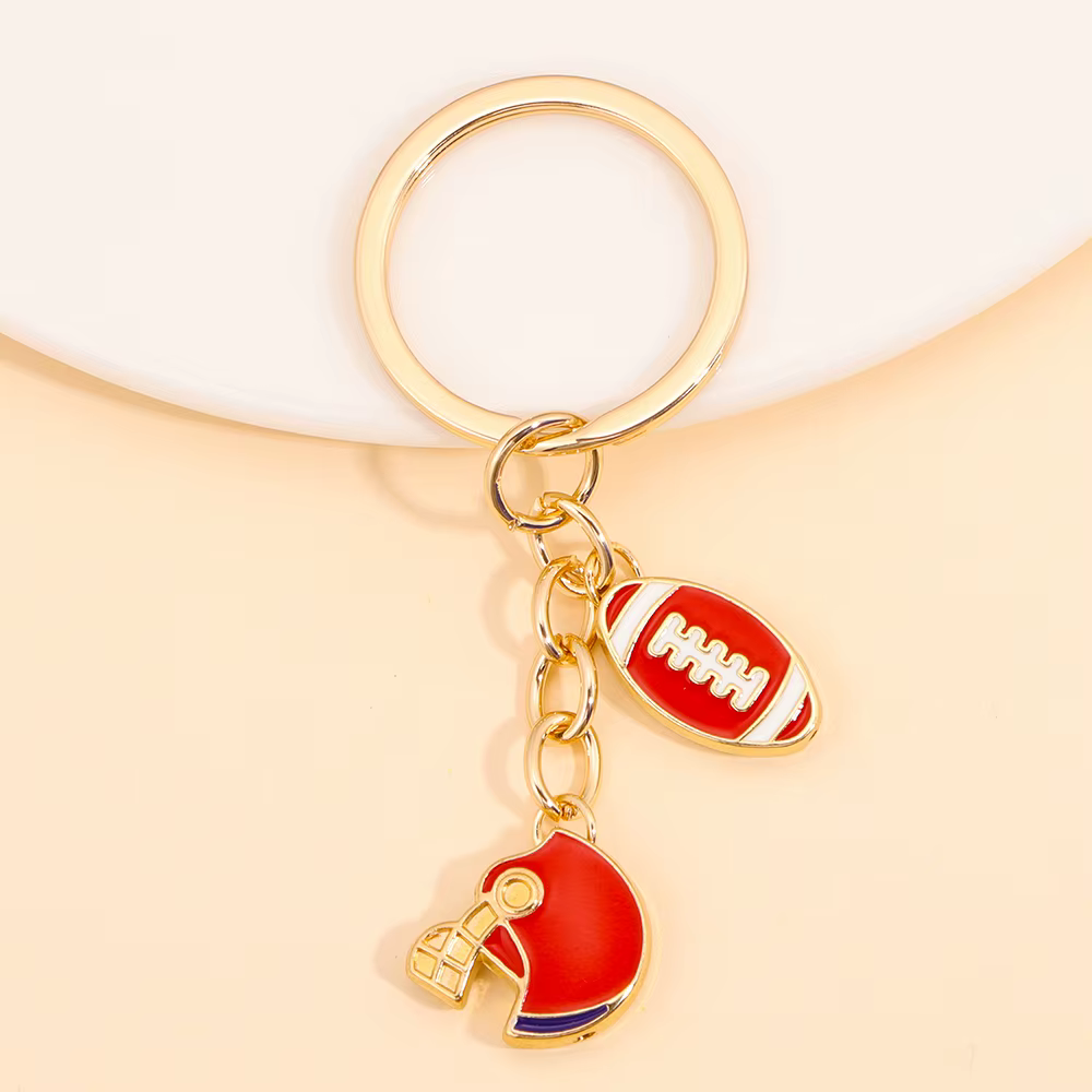 Mode Rugby porte-clés métal émail sport créatif porte-clés sac à dos pendentif accessoires à la main