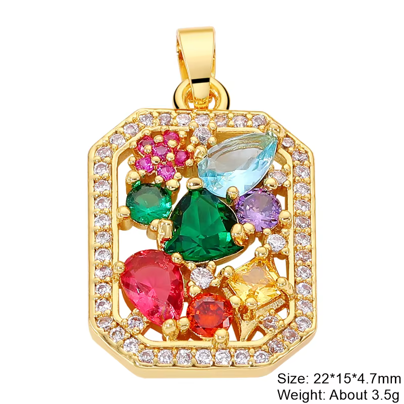 Juya-Médaillon de décoration Cz plaqué or 18 carats fait à la main, breloques en émail coloré pour b