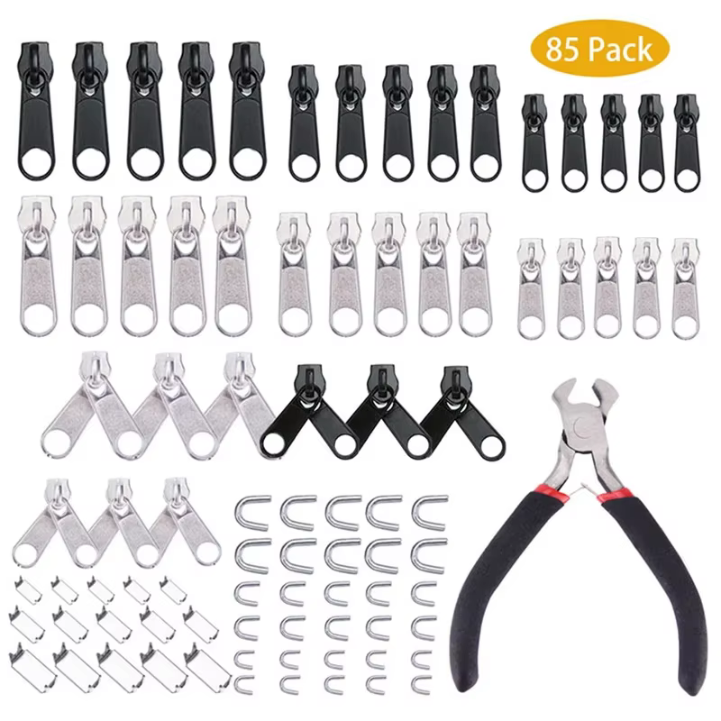 Kit de réparation de fermetures éclair 85 pièces/ensemble – Réparation facile de la tête de curseur 